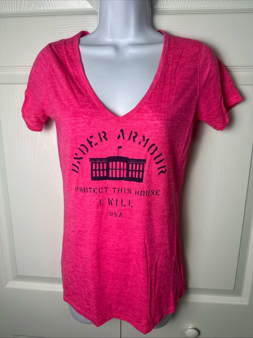Under Armour Hot Pink V-Neck Graphic Tee